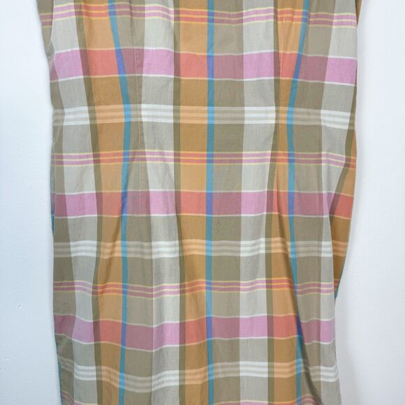 Y2K Petite Sophisticate Clueless Style Pink Blue Orange Spring Plaid Dress - Picture 5 of 5